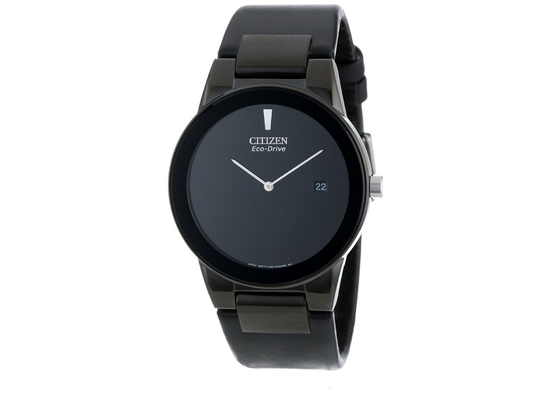Eco Drive Axiom Black Dial Black Leather Men's Watch