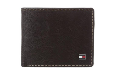 Leather Logan Double Billfold Wallet - Brown