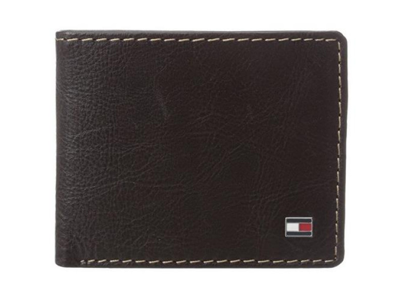 Leather Logan Double Billfold Wallet - Brown