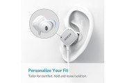 Wireless Headphones, Anker SoundBuds Tag In-Ear Bluetooth Earbuds Smart Magnetic Headphones with aptX Technology, CVC 6.0 Noise Cancellation, 6 Hour Playtime — Bluetooth 4.1 Headset with Mic - White