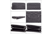Coach Wallet (Long Wallet) f58113 Black Blk Signature Long Wallet Men's Women's