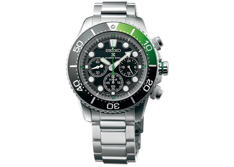 Prospex Sea Diver's 200m Chronograph Solar Sports Watch Green