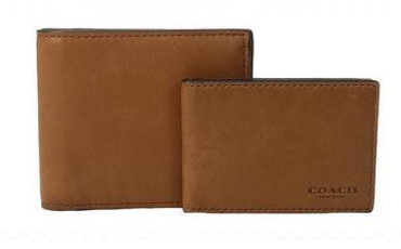 COACH Sport Calf Compact ID Wallet - Saddle
