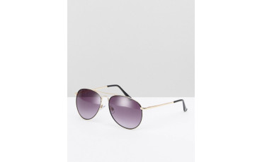 Aviator Sunglasses In Black With Gold Metal Arms