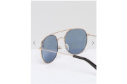 Aviator Sunglasses In Gold With Blue Lens