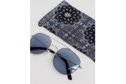 Aviator Sunglasses In Gold With Blue Lens