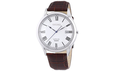 Silver Dial Brown Leather Watch SGEG97