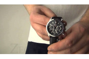 Sport Chronograph Black Dial Black Leather Watch SNAF47P2