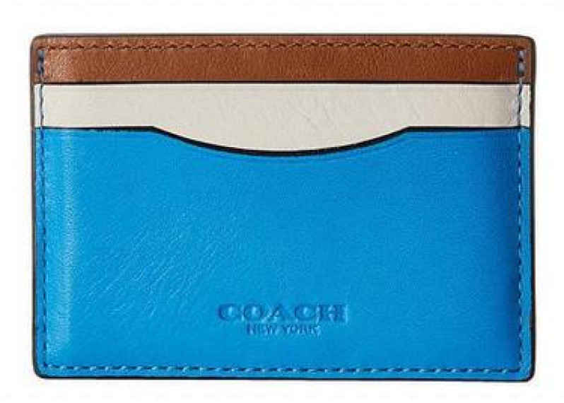 COACH Sport Calf Card Case -Azure/Saddle