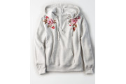 EMBROIDERED NOTCH-NECK HOODIE