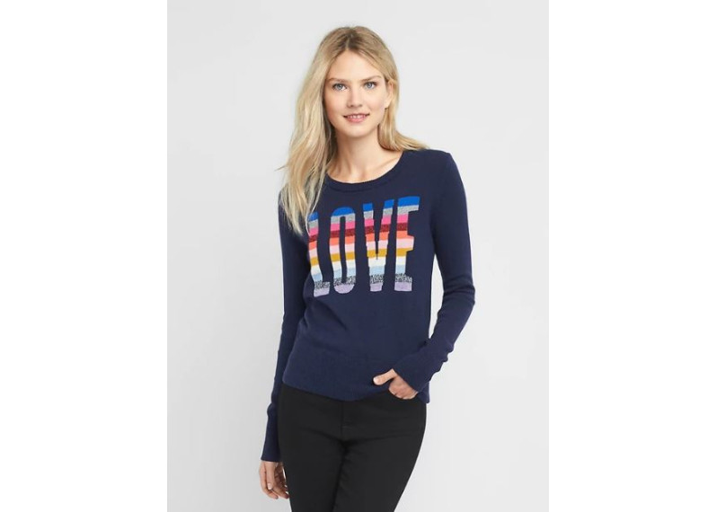Crazy stripe love crewneck sweater