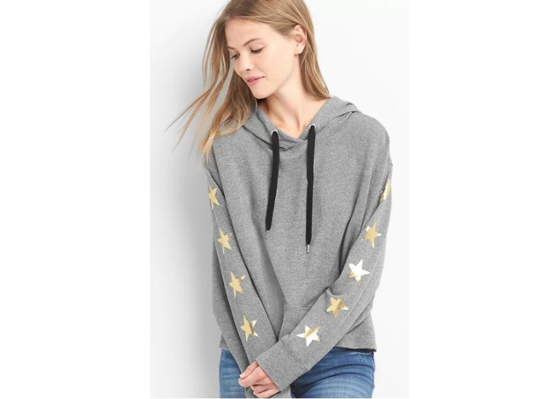 Star-sleeve pullover hoodie