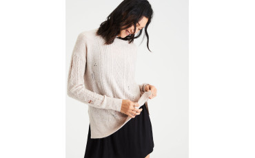 DESTROYED CABLE KNIT SWEATER