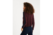 RIBBED RUFFLE-SHOULDER SWEATER
