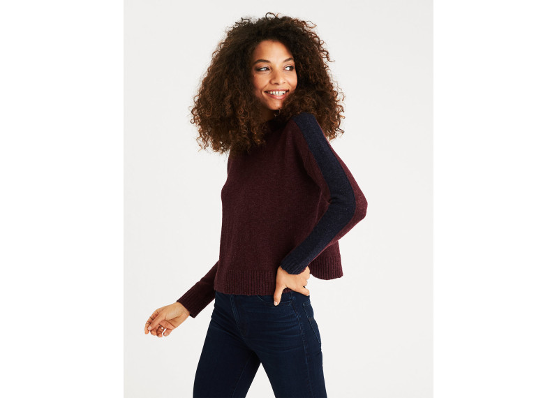 RIBBED RUFFLE-SHOULDER SWEATER