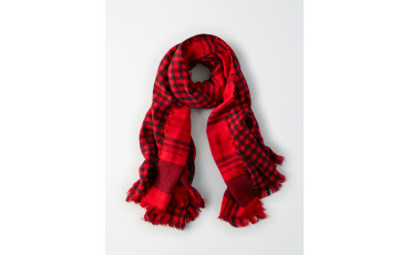 DOUBLE WEAVE PLAID SCARF