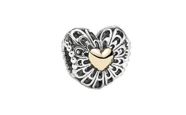 PANDORA Vintage Heart 14K & Silver Charm