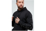 Oversized Hoodie With Lace Up Sleeves In Black
