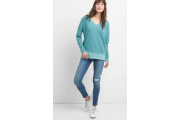 V-Neck Pullover Tunic Sweatshirt