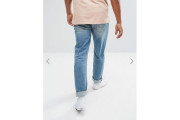 Stretch Slim Jeans In Light Wash With Rips