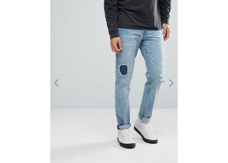 Stretch Slim Jeans In Mid Wash With Rips