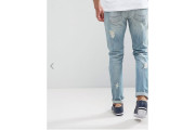 Skinny Jeans In Light Wash With Heavy Rips