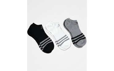 adidas Roller Grey, Black & White 3-Pack No Show Socks