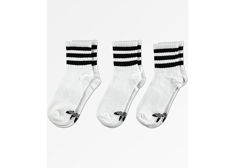 adidas 3 Pack White & Black Anklet Socks