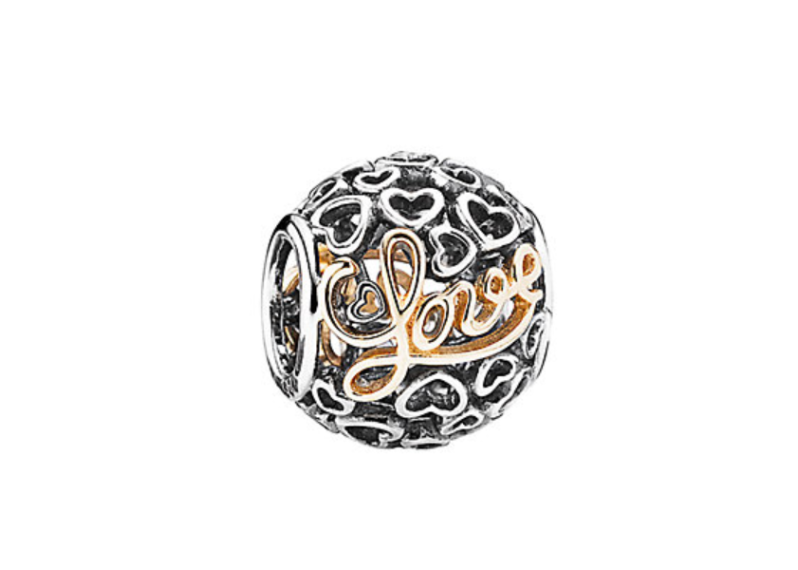 14K & Silver Message of Love Charm