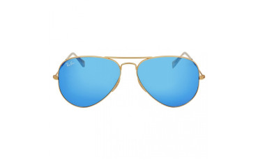 Aviator Metal Matte Gold Frame Crystal Blue Mirrored Lenses Large Sunglasses