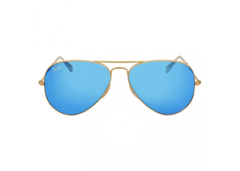 Aviator Metal Matte Gold Frame Crystal Blue Mirrored Lenses Large Sunglasses