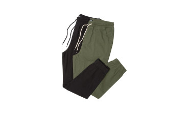 STRETCH TWILL JOGGERS 2-PACK IN MILITARY GREEN/BLACK