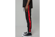 BLACK/RED STRETCH TWILL TRACK PANT