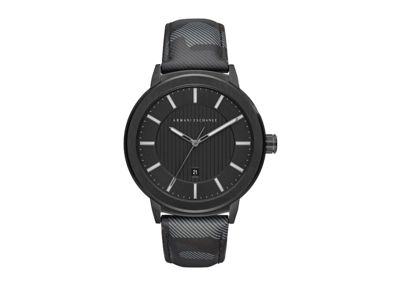 Men's Camo Leather Street Watch, 46mm