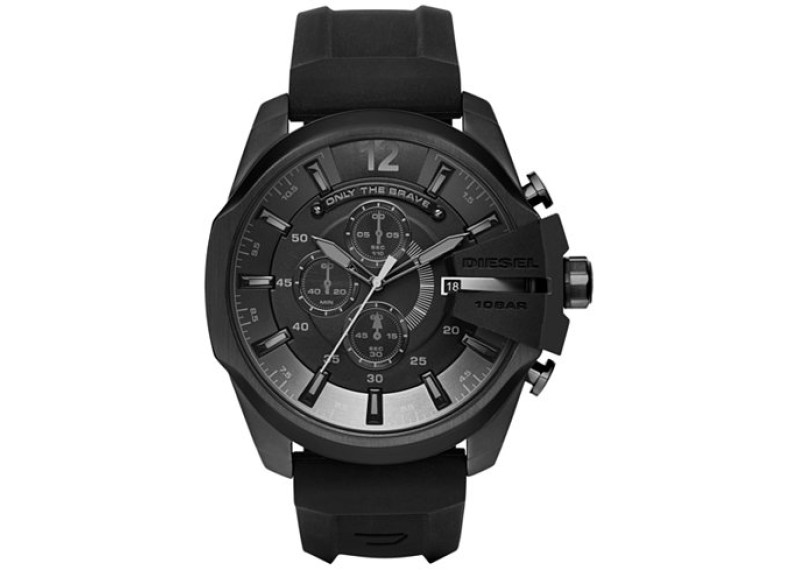 Chief Black Dial Black Silicone Men's Chronograph Watch
