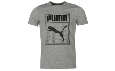 Puma Box Logo T Shirt Mens - Med Grey