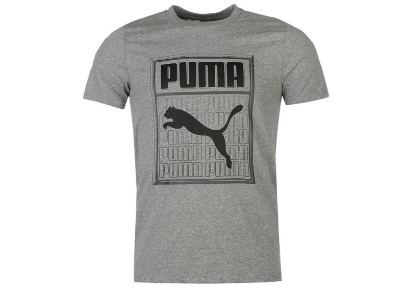 Puma Box Logo T Shirt Mens - Med Grey