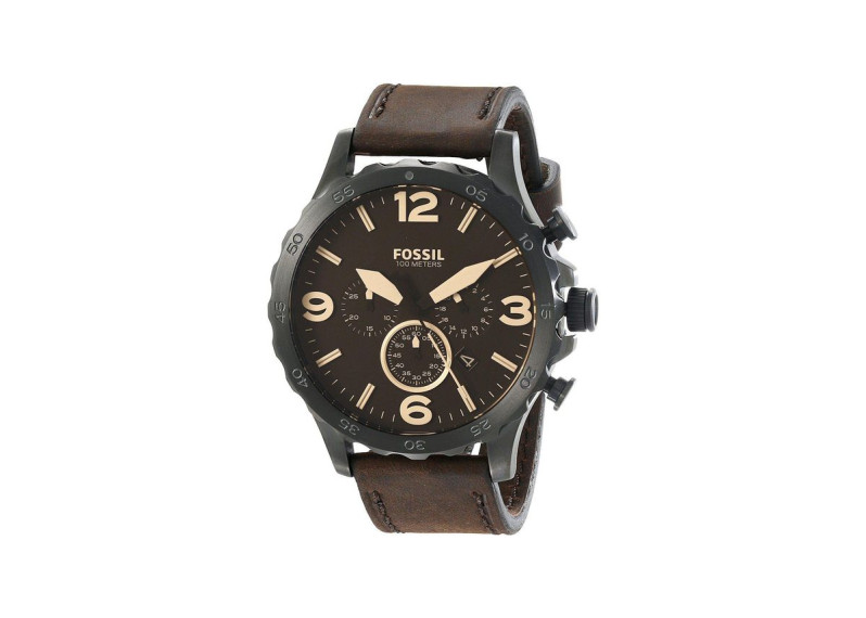 Nate Chronograph Brown Dial Brown Leather Men's Watch