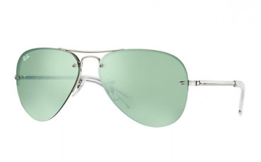 Dark Green/Silver Mirror Aviator Sunglasses