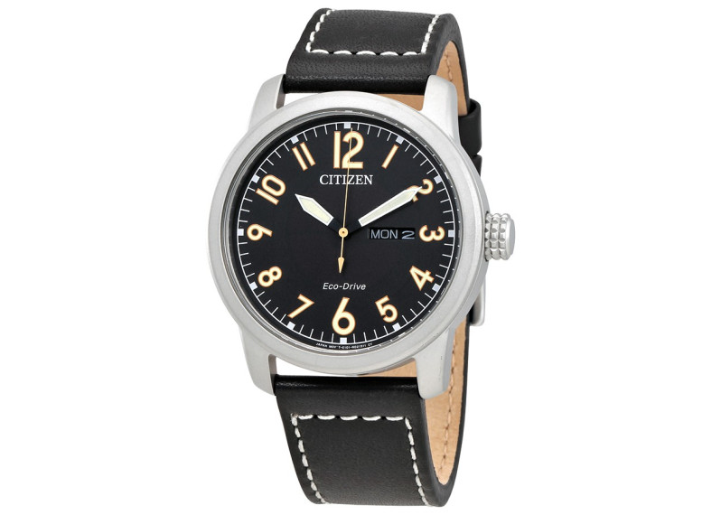 Eco-Drive Chandler Black Dial Men's Leather Watch