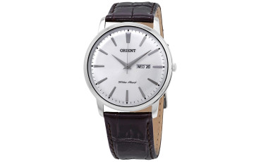 Orient Capital Silver Dial Brown Leather Men's Watch