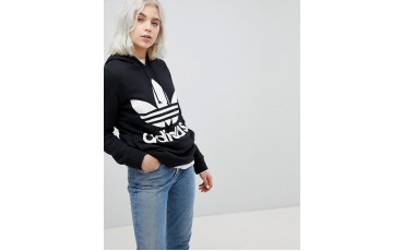 Adidas Originals adicolor trefoil hoodie in black