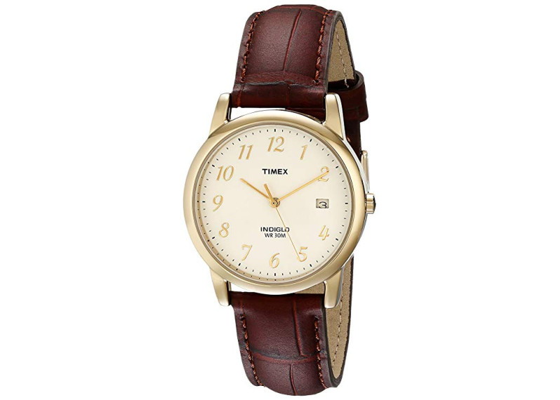 Timex Men's Easy Reader Date Leather Strap Watch - Brown/Gold-Tone/Cream