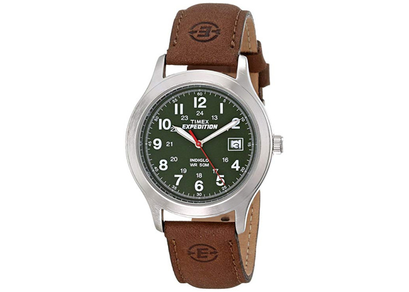 Timex Men's T40051 Expedition Metal Field Brown Leather Strap Watch - Brown/Olive