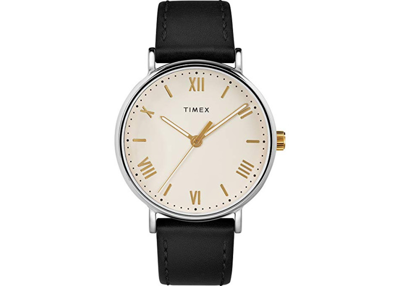 Timex Men's Southview 41mm Leather Strap Watch - Black/Cream