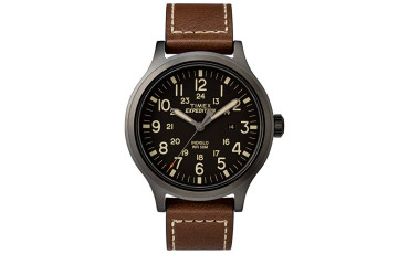 Timex Men's TW4B11300 Expedition Scout 43 Brown/Black Leather Strap Watch
