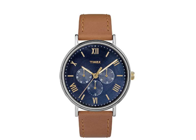 Timex Unisex Southview 41mm Multifunction Leather Strap Watch - Tan/Blue