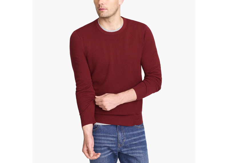 Cotton piqué crewneck sweater