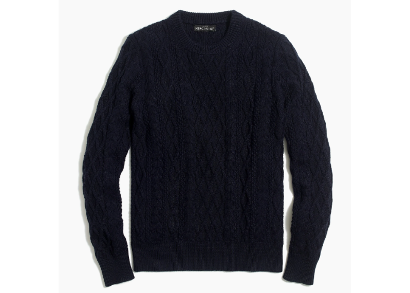 Fisherman cable crewneck sweater