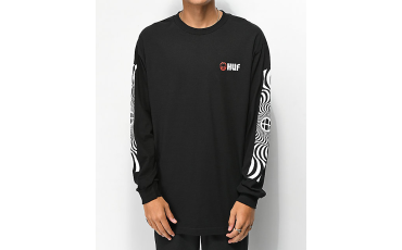 HUF x Spitfire Swirls Black Long Sleeve T-Shirt